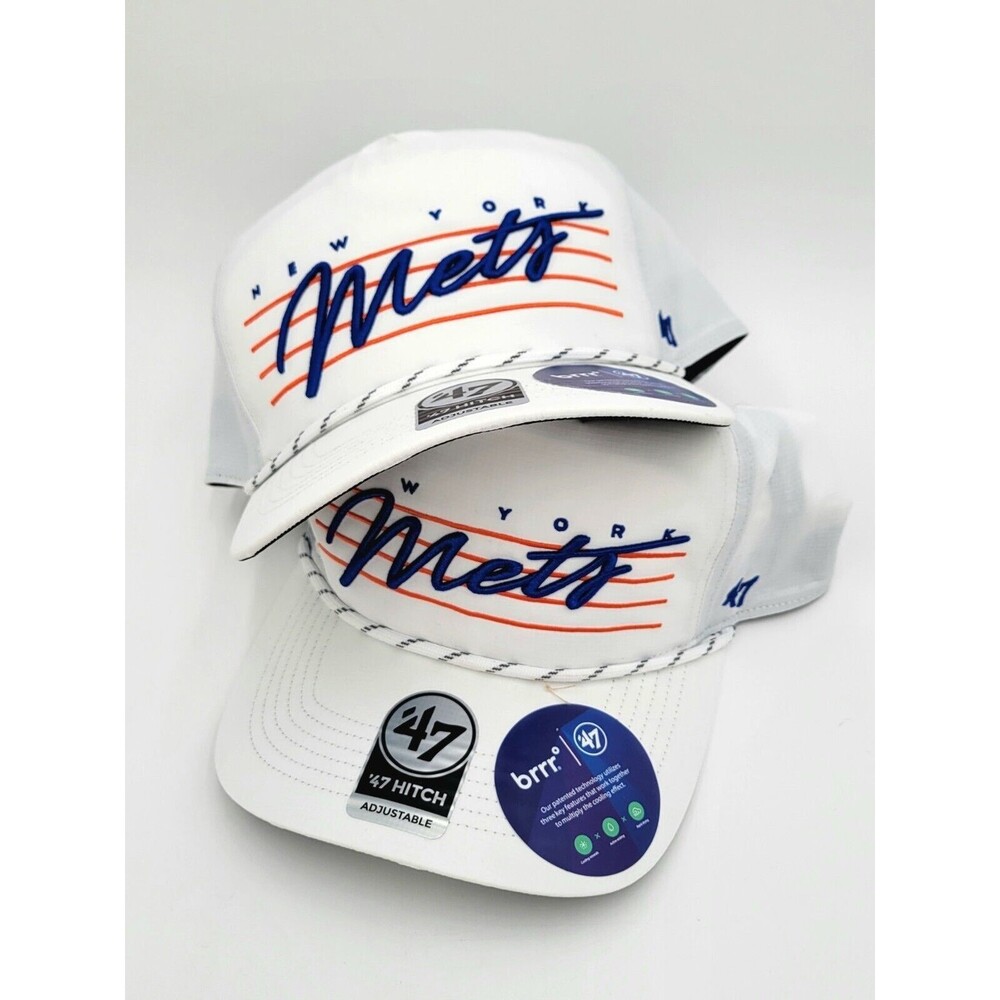 New York Mets '47 Brand MLB White Script Hitch Rope Adjustable Snapback Hat NWT